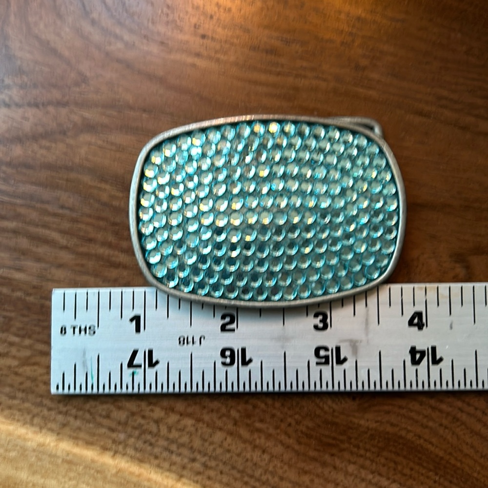 Turquoise rhinestone belt buckle
